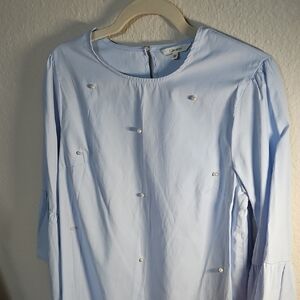 Cavalini Blue Blouse with peal Accents